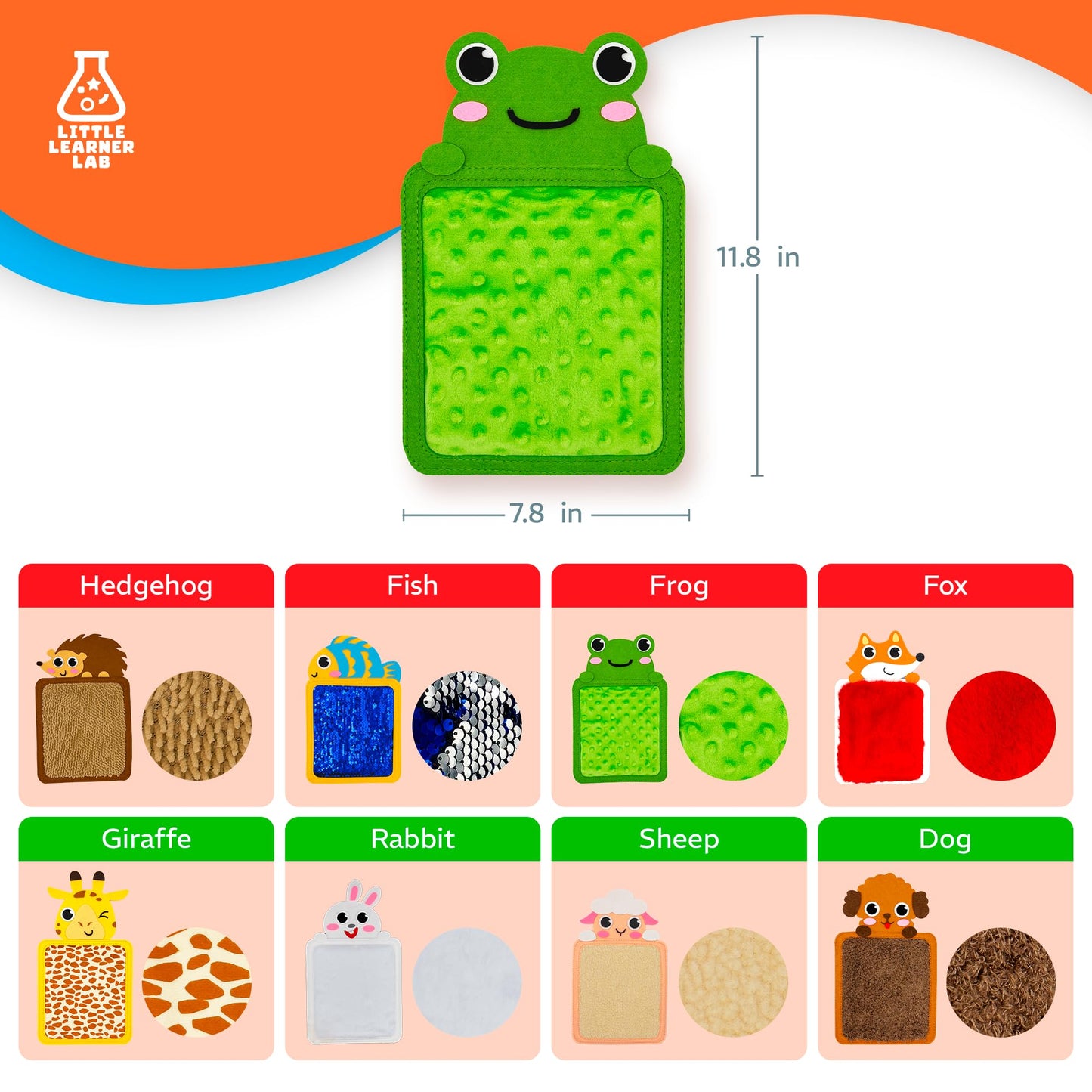 Little Learner Lab Sensory Zoo Buddies: 8-Pack Large Sensory Mats For Autistic Children | Sensory Toys For Kids With Autism | Se