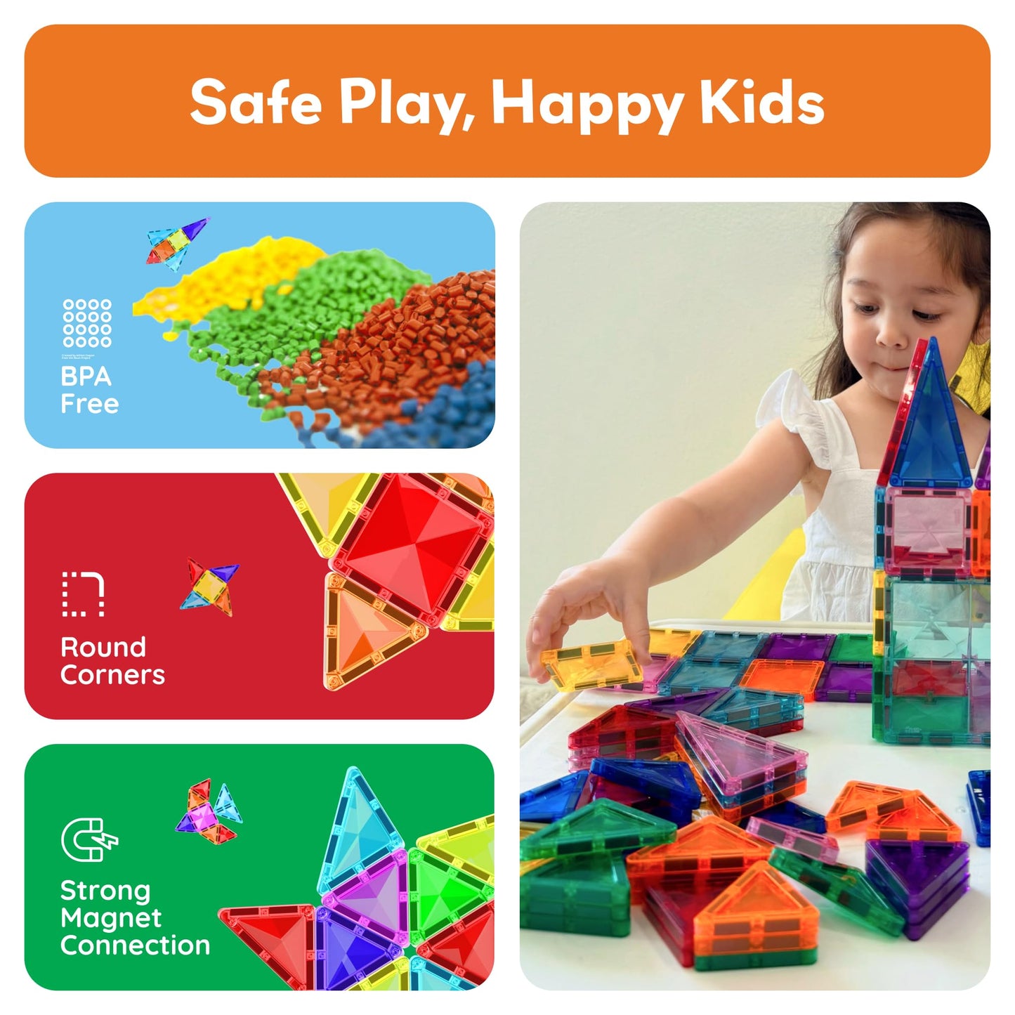 Picassotiles 120 Pieces Magnetic Tiles Building Blocks Mini Size Diamond Series Magnet Toys Travel Size On-The-Go Construction S