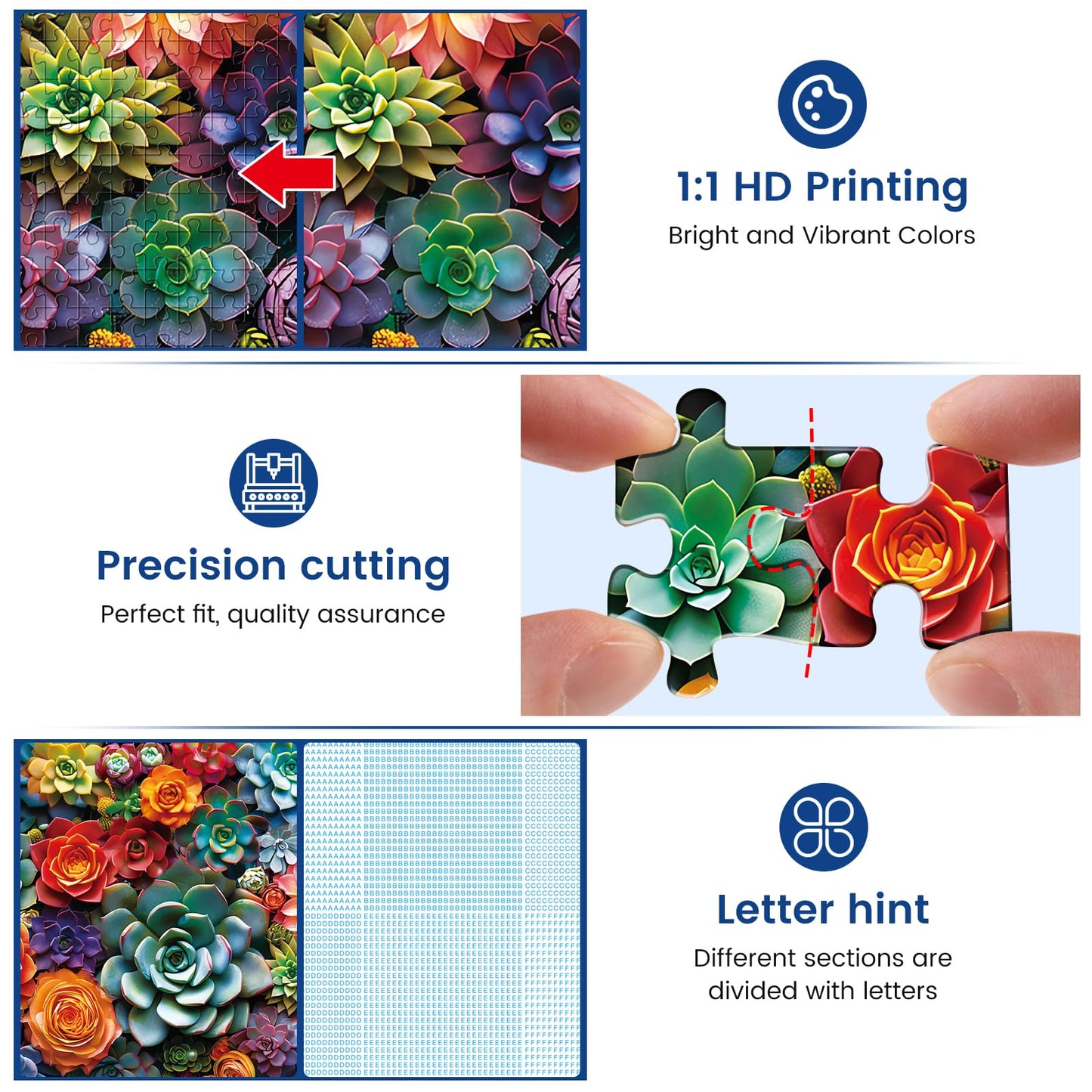 1000 Piece Puzzle For Adults - Colourful Flowers & Succulent Plants Puzzle For Adults Children - Recycled Paper Jigsaw Puzzle 10