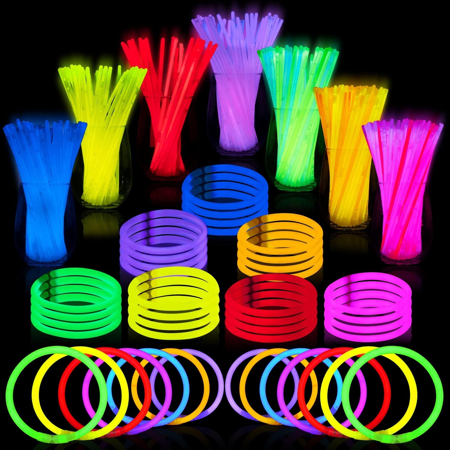 Joyin 1000 Pcs 8' Glowsticks, Bracelets Necklaces, Glow In The Dark Party Favors, Easter, Christmas, Halloween Supplies Pack, Football Party Supplies