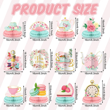 Chrisfall 12 Pcs Floral Tea Time Themed Party Decorations Spring Vintage Teapot Honeycomb Centerpieces Talking Toppers Supplies