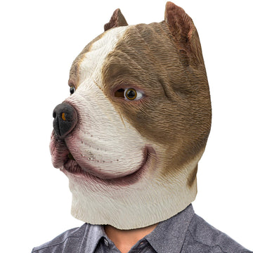 PartyHop Bully Dog Head Mask Pitbull Animal Latex Full Head Realistic Masks Fancy Dress for Halloween Costume Party