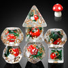 Mushroom Dice Set D&D, DNDND 7PCS Resin D&D Dice Set with Gift Velvet Bag for Dungeons and Dragons Role Playing Games and Tablet