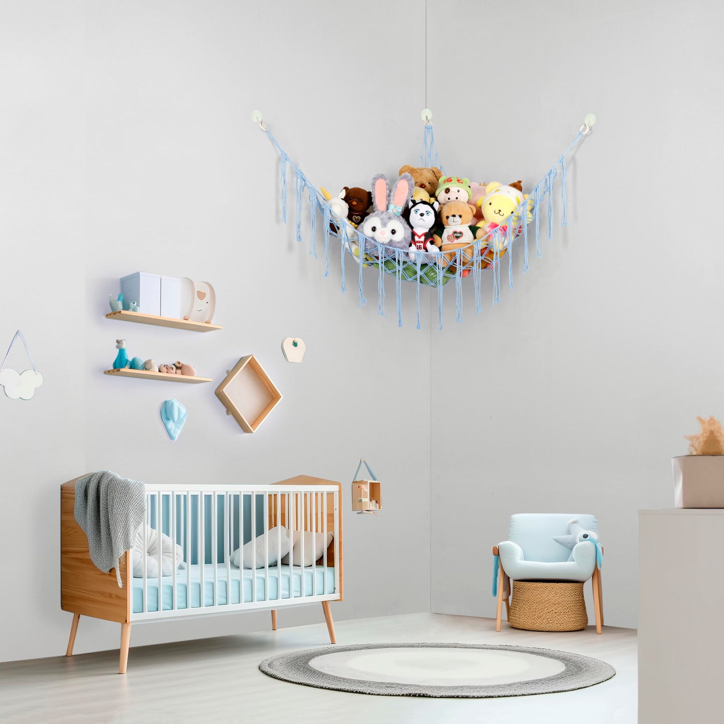 Boho Stuffed Animals Net Or Hammock Large,55 Inch Toy Hammock Macrame Stuff Animal Storage Corner Hanging Net Holder,Mesh Hammoc