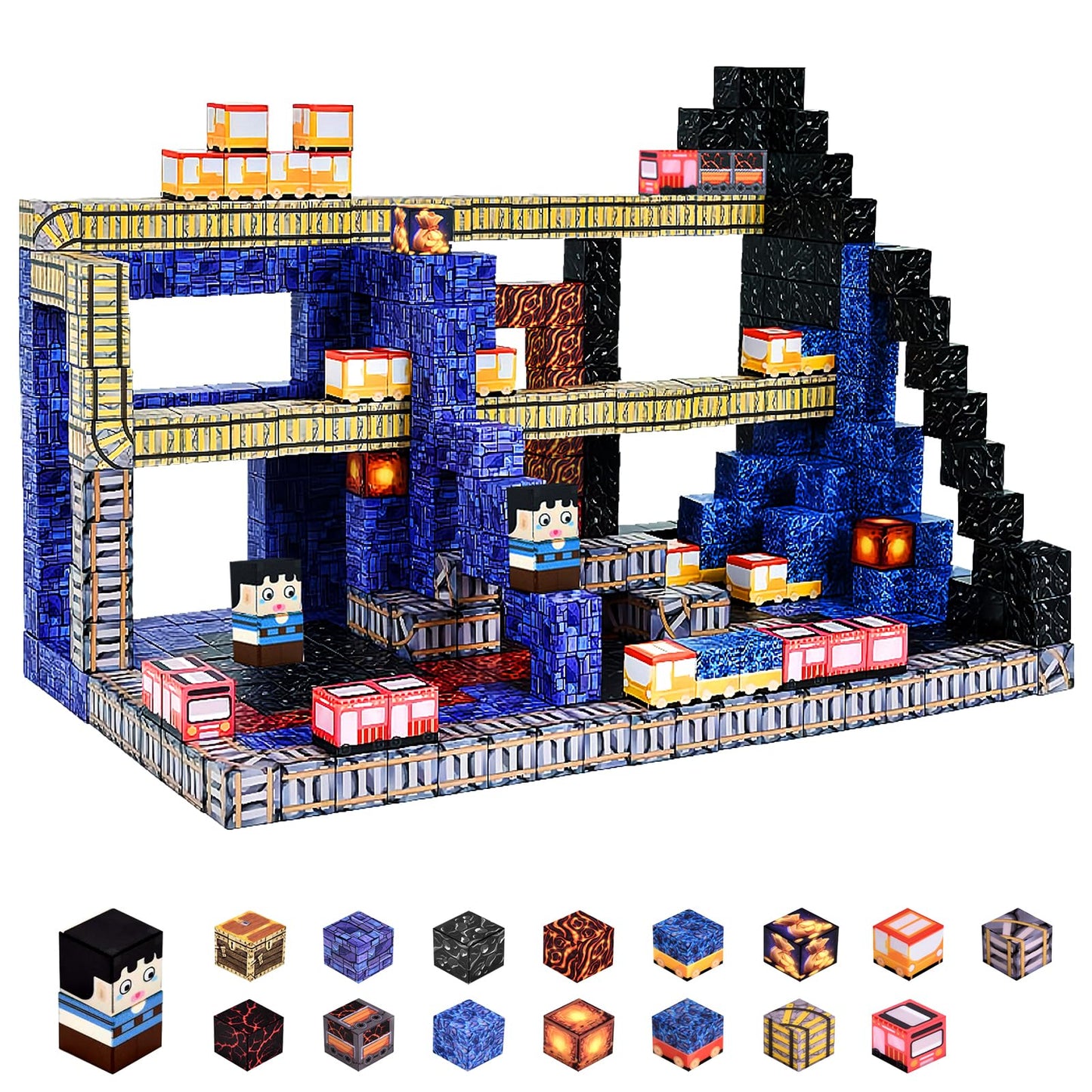 Aleath Magnetic Blocks Building Toys For Kids: 100Pcs Magnet Cubes Trains Set - Kids Toys For Christmas Birthday Gifts - Magneti