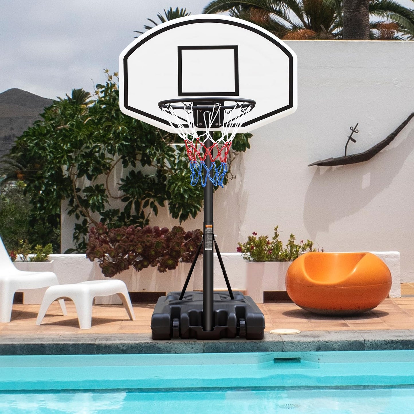 Generic Poolside Basketball Hoop with Height Adjustable 37''''-56'''' Swimming Pool Basketball System with 36'''' x 24'''' Backb