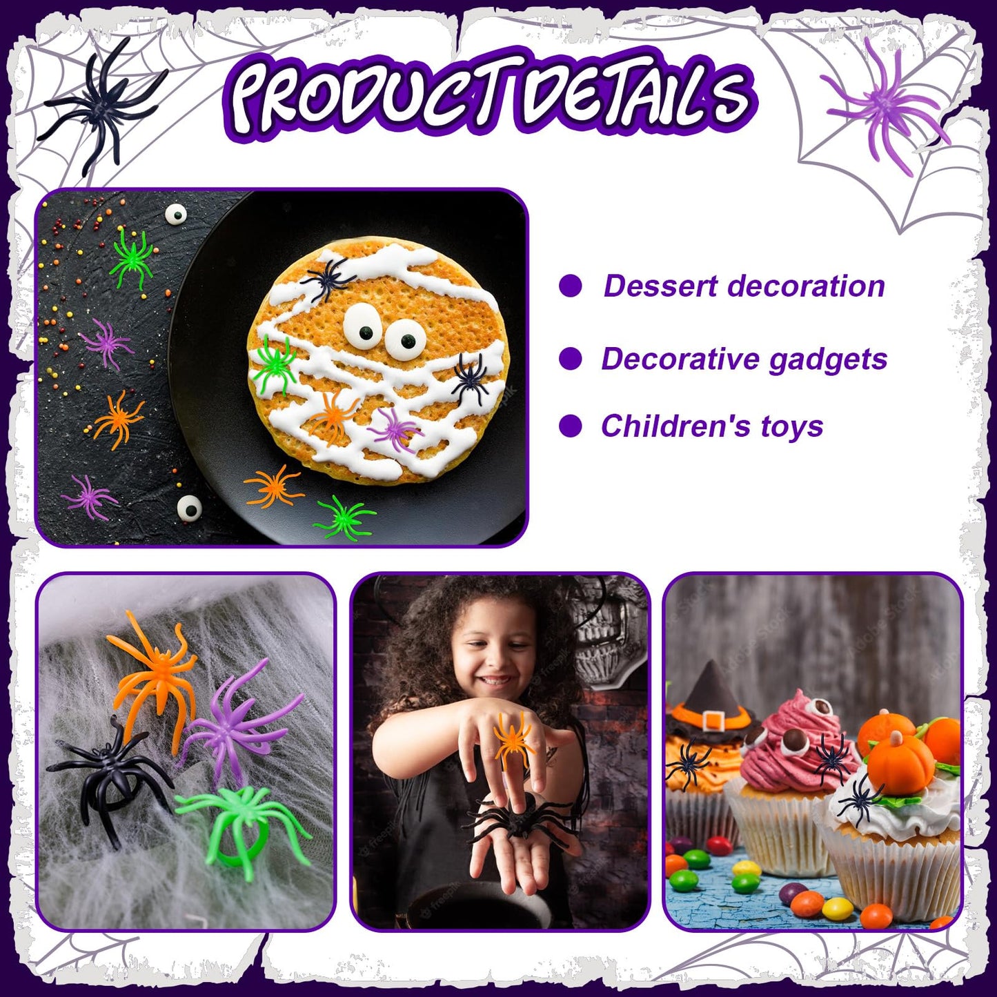 Max Fun 300pcs Spider Rings Halloween Rings for Kids Party Favors 1.96 Plastic Spider Rings Bulk for Kids Costume Accessories Ha