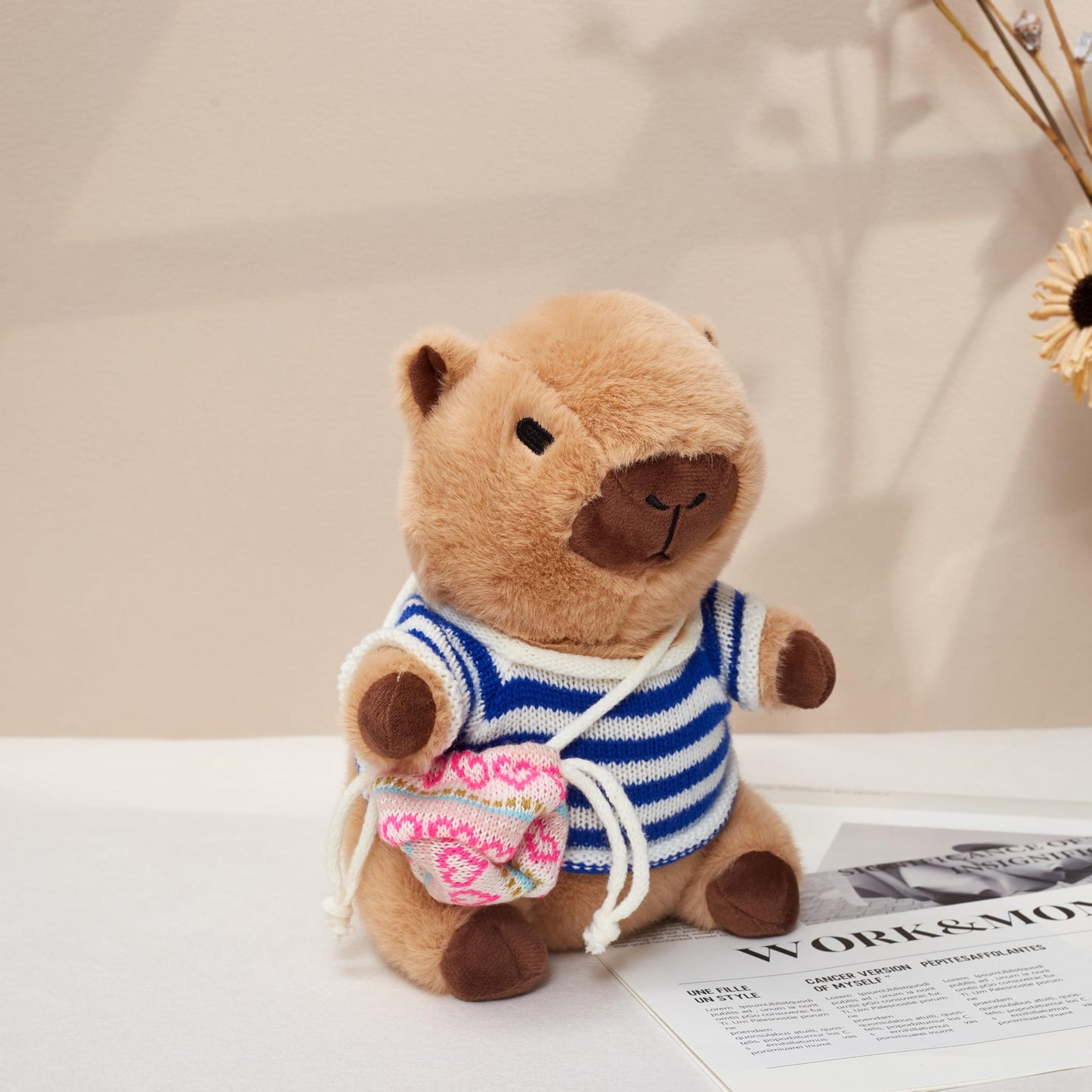 LVQING Capybara DIY Plush Doll can be Worn with a hat/Sweater/Bag. Creative and Ever-Changing Capybara Dolls are Stuffed Animal