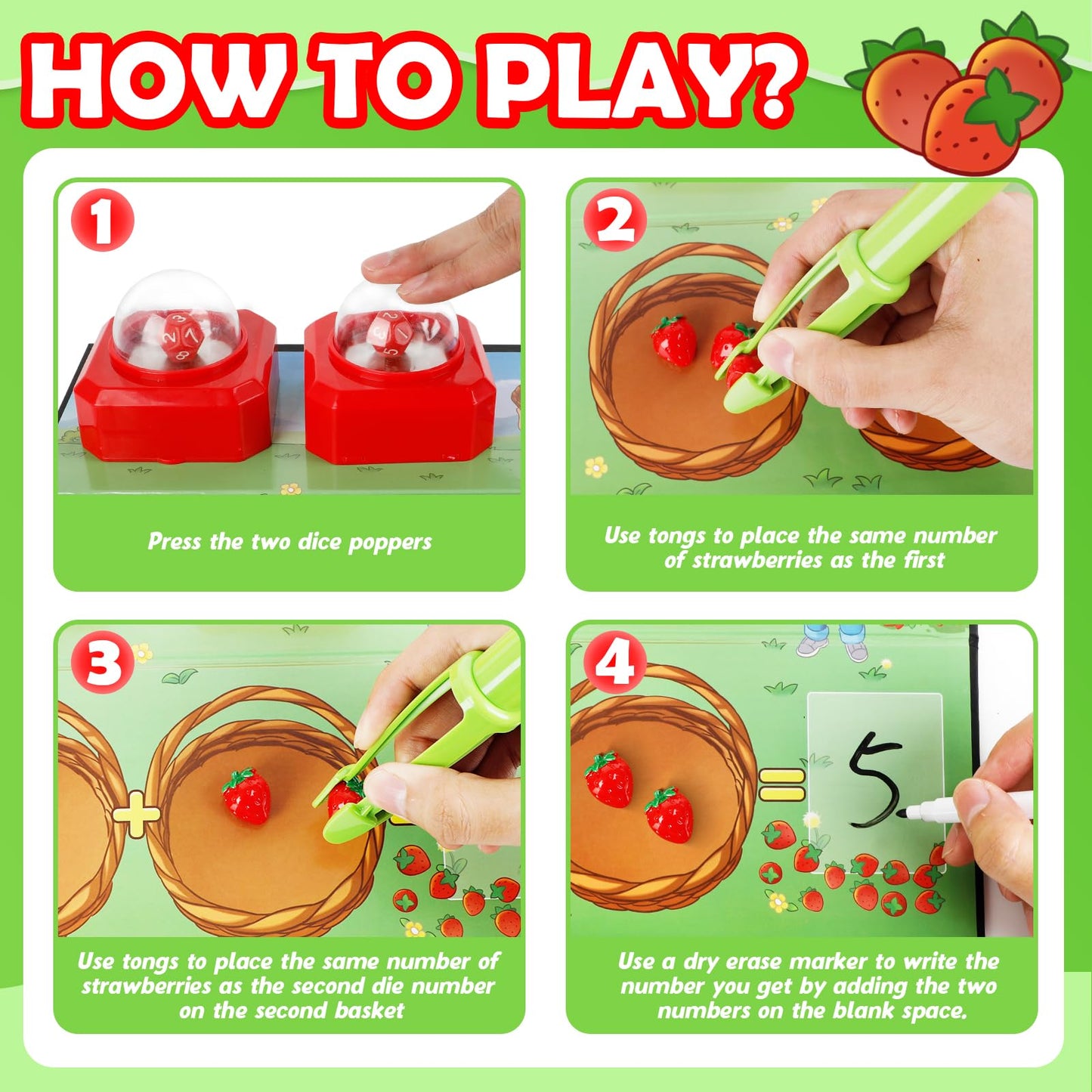 Kasfalci Math Board Games for Kids - Dice Poppers, Addition & Subtraction, Medium Plastic Educational Toys