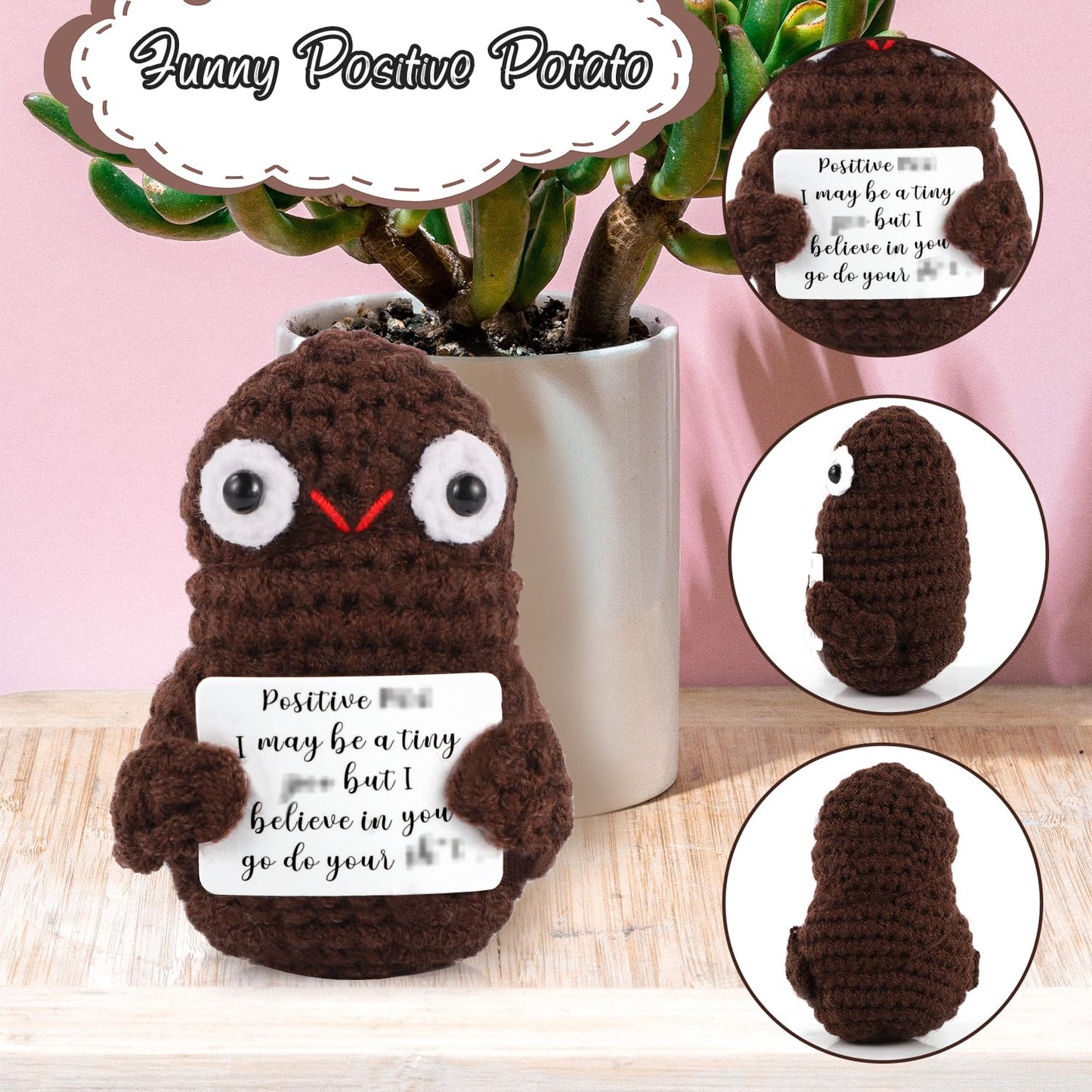 Toymis Mini Positive Poo Pocket Hug, 3.3Inch Interesting Knitted Wool Poo Doll Creative Cute Inspirational Poo Doll For Birthday Gifts Party Decoration Encouragement