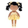 Gloveleya Baby Dolls Soft Snuggly Curly Hair Ballerina Doll First Baby Girl Gifts Plush Tanned Ballet Doll With Lace Mesh Dress Golden 14Inches Ballerina Series