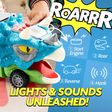 Joyin 13 In 1 Dinosaur Toys For Kids 3-5, Triceraptor Dinosaur Truck With 12 Pull Back Cars, Birthday Gifts Toys For 3 4 5+ Year