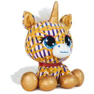 P.Lushes Designer Fashion Pets Natalie Von Corn Premium Unicorn Stuffed Animal, Gold And Blue, 6