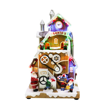 Moments In Time Christmas Village Building, Santa'S Workshop With Christmas Music, Led Lights, And Animation - Power Adapter (In
