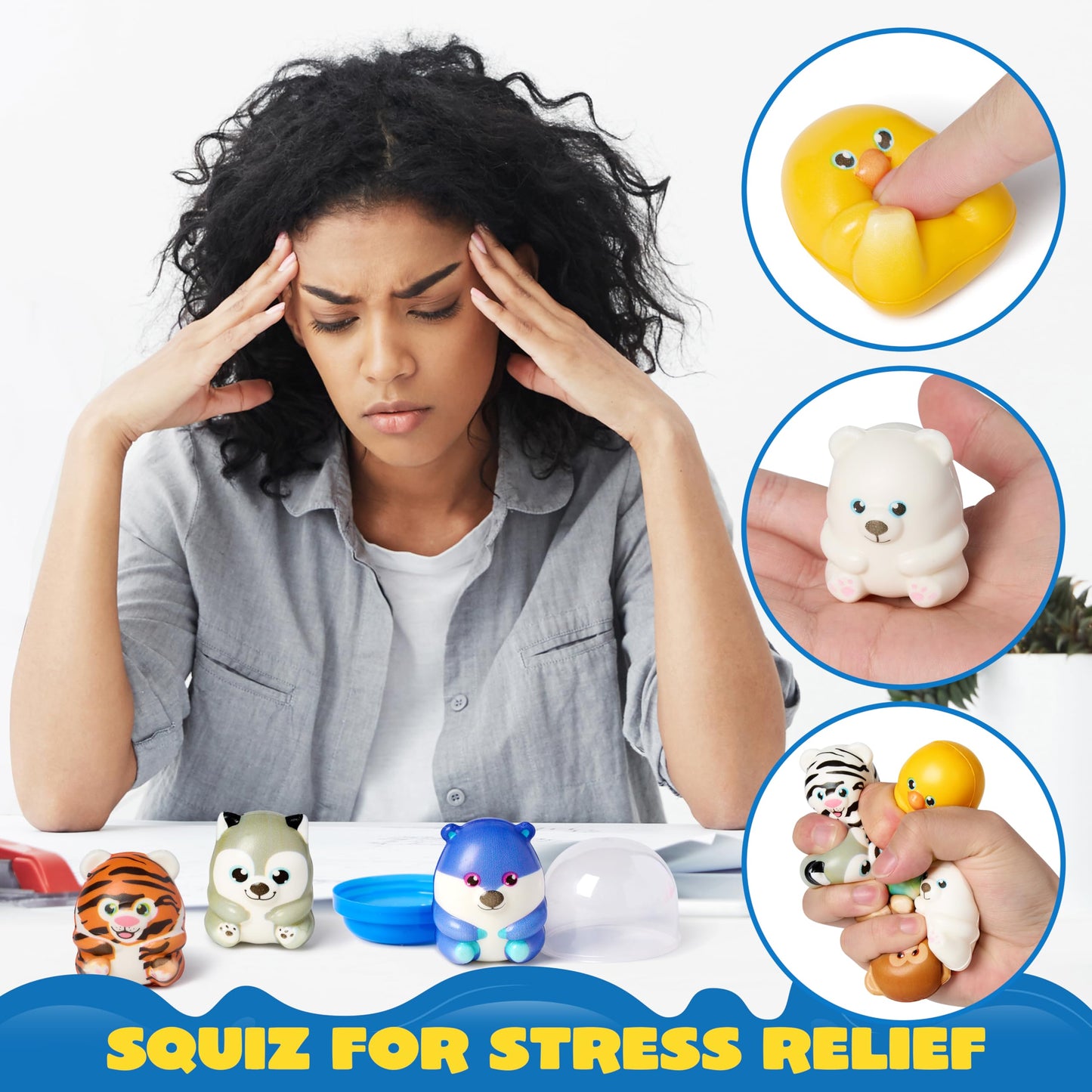 JOYIN Squishy Toys - 20 Pcs Kawaii Animal Stress Relief Toys, Silicone, Multi-Color for Kids Birthday Party Favors, Model 16307