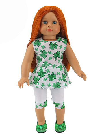 American Fashion World St. Patricks Day Outfit for 18-Inch Dolls | Headband and Shoes Included | enhanced Quality & Trendy Design | Dolls Clothes | Outfit Fashions for Dolls for Popular Brands