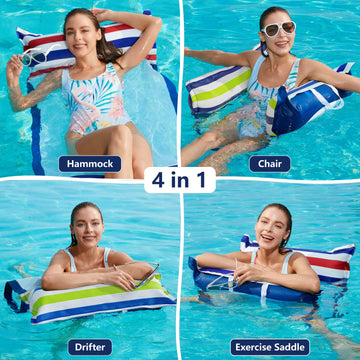Jasonwell Inflatable Pool Hammock Float - 2 Pack, Vintage Grey, Multi-Purpose Water Loungers, Model JX-WH-4828A