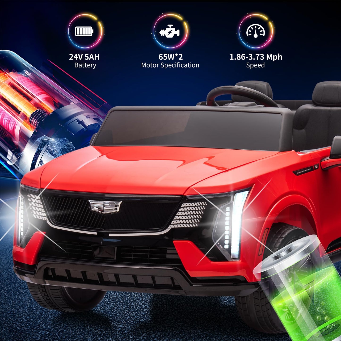 2 Seater Ride On Car For Kids 24V Electric Car Toy Toddlers Battery Powered Ride On Truck With 2.4G Remote Control, Full-Wheel S