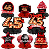 Happy 45th Birthday Red and Black Table Honeycomb Centerpieces Balloons Theme Decor Table Decorations Table Toppers for Girls Wo
