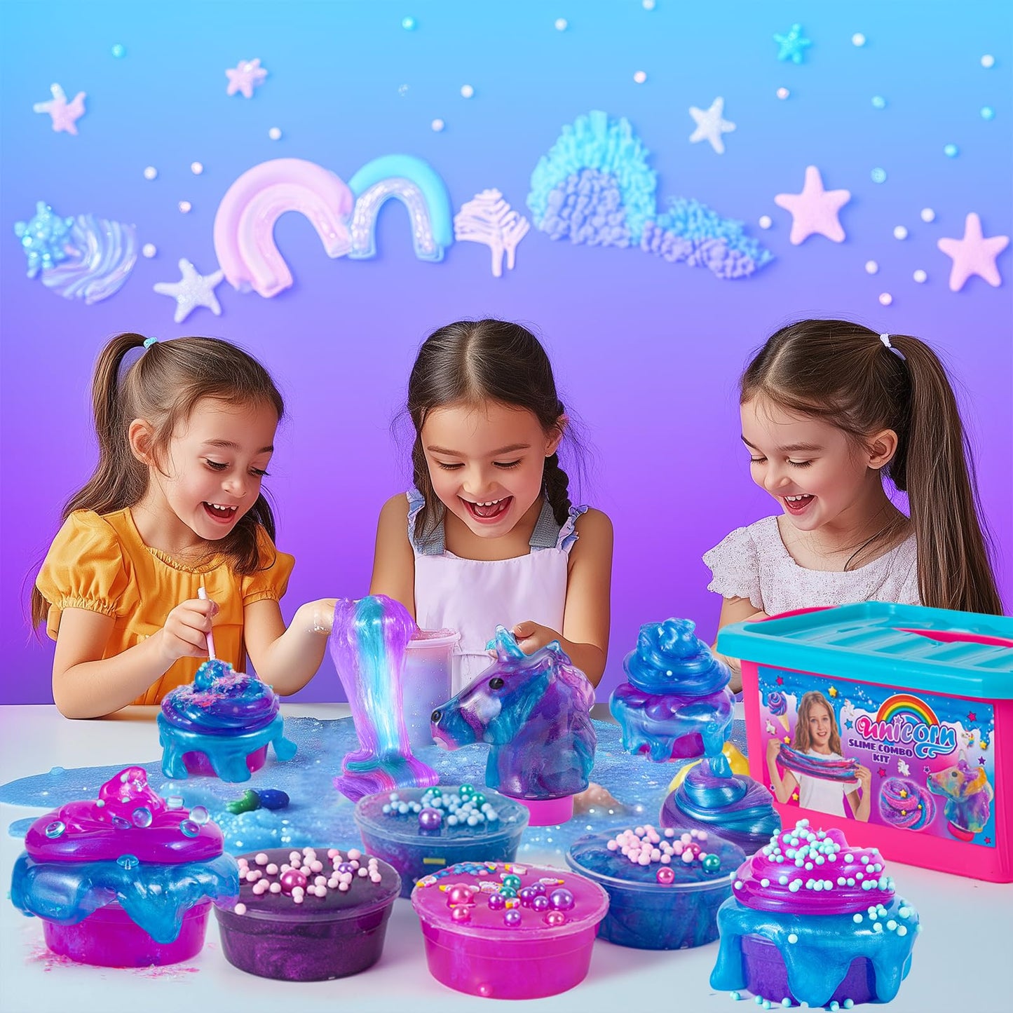Zonfrto Mini Unicorn Slime Kit For Girls, Glimmer Crunchy Slime, Butter Slime, Galaxy Slime For Kids 6-12, Party Favors For Childrens
