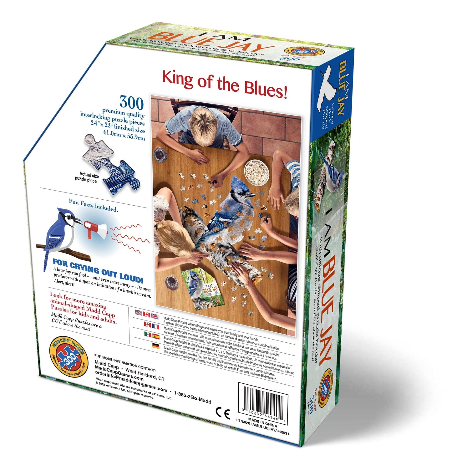 Madd Capp Puzzles - I Am Blue Jay - 300 Pieces - Animal Shaped Jigsaw Puzzle,Multi