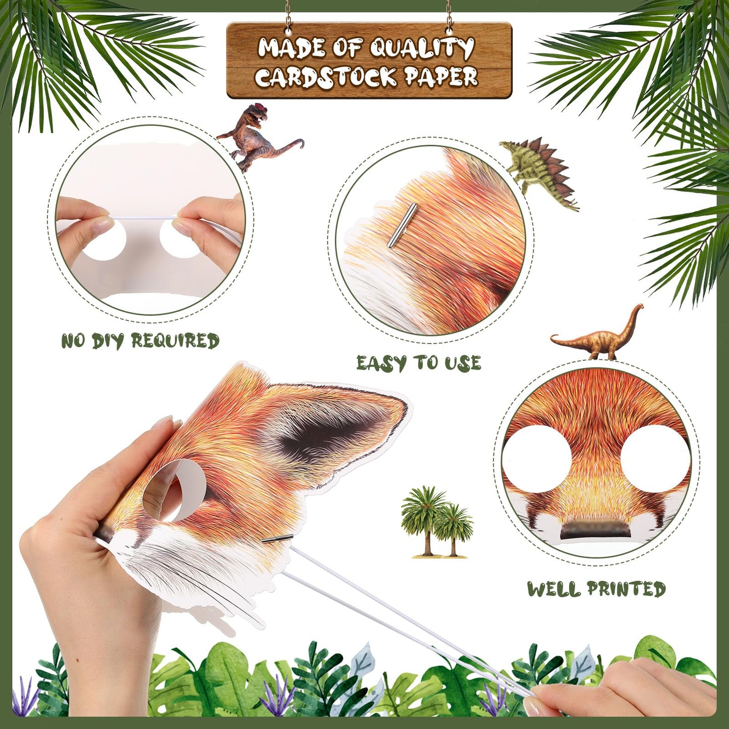 Blulu 16 Pieces Animal Face Masks Jungle Animal Paper Masks Forest Animals Cartoon Masks Zoo Animal Face Masks Woodland Party Fa