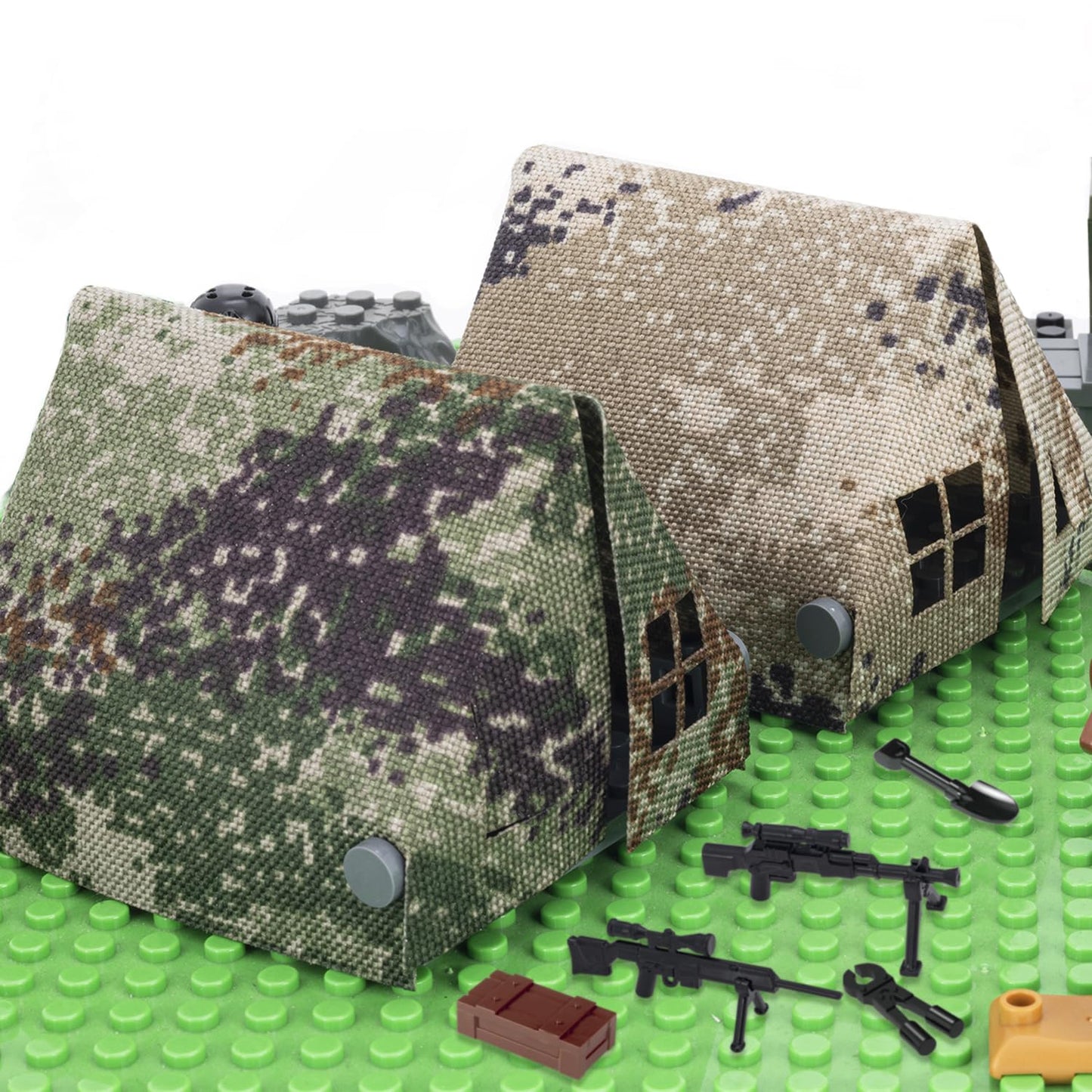 HIMIRICH WW2 Military Tent Building Blocks Model Military Toys for Kids 3+ Years Compatible with Mini Figure Brick Toy(Army Green)