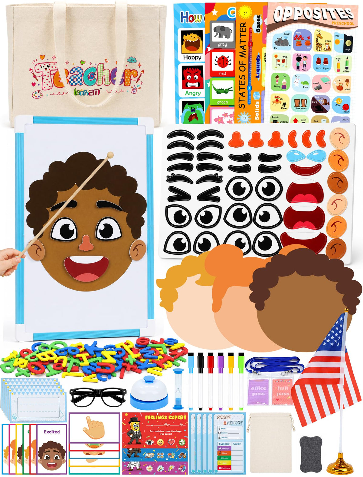 Learn2M Pretend Teacher Role Play School Set Teaching Supplies for 38 Kids