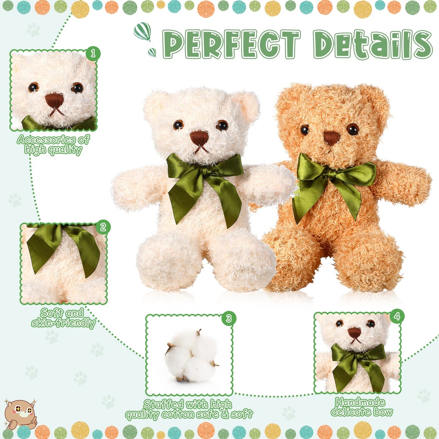 Hydren 12 Pack Bear Stuffed Animals Bulk 10 Inch Small Bear For Baby Shower Plush Bears With Bow Tie For Valentine'S Day Wedding