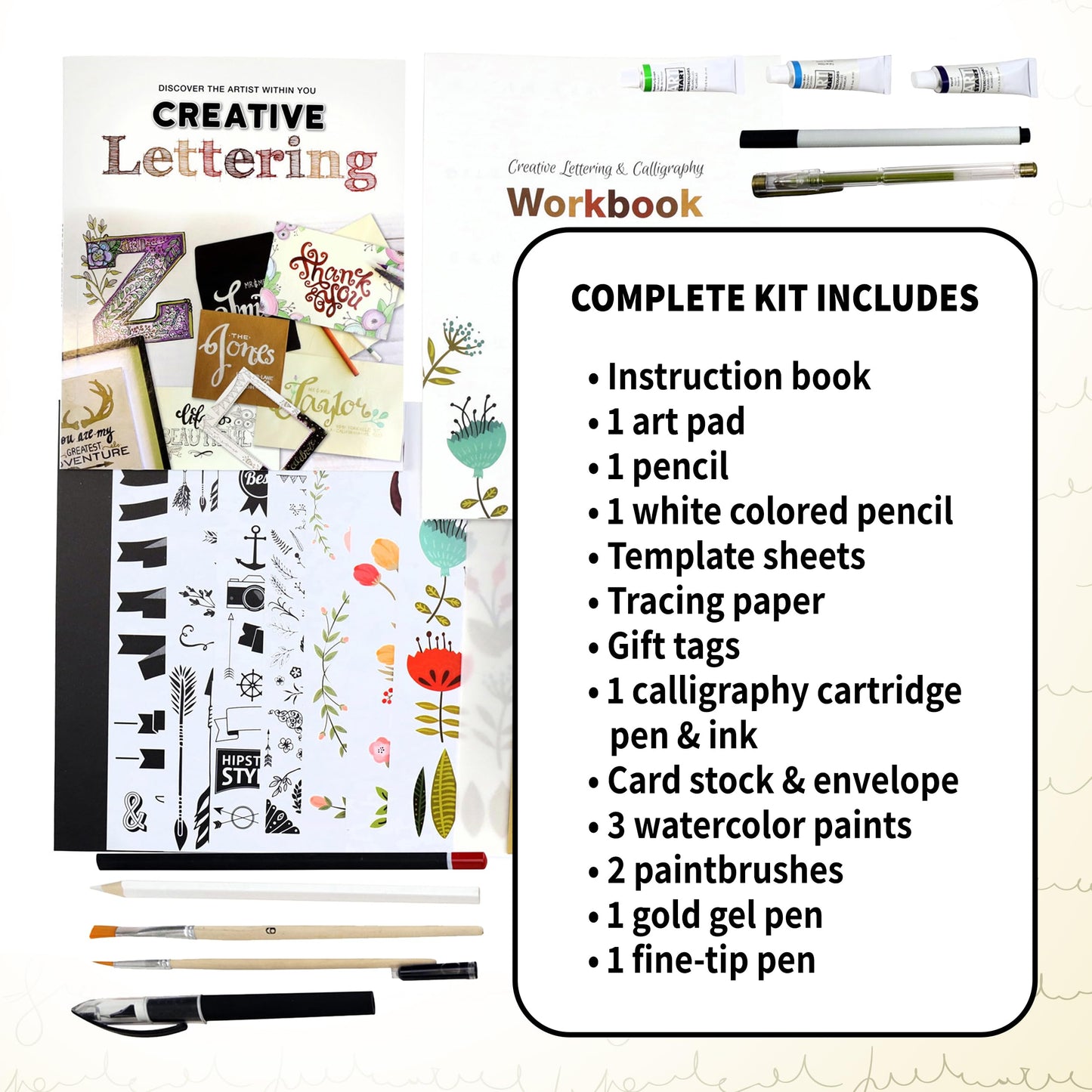 SpiceBox Creative Hand Lettering Kit, Learn Calligraphy Set with Workbook, Creative Simple Modern Letter Writing, Arts and Craft