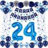 Naninuneno 24Th Blue Birthday Party Decorations For Boy Girl Men Women, Happy 24 Birthday Balloons Supplies With Happy Birthday