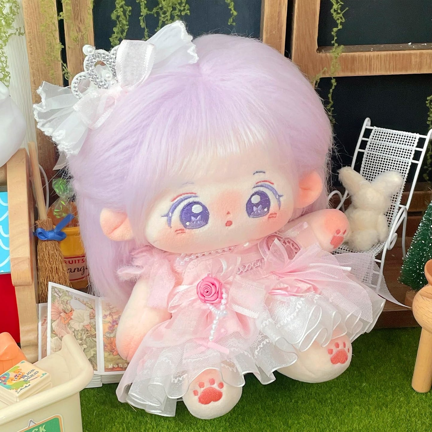 CALEMBOU Plush Doll - 20cm Cute Cotton Skeleton Anime Plush Toy, Kawaii Gift with Dress Up Clothes (Doll&Clothes-Xingfu-B)