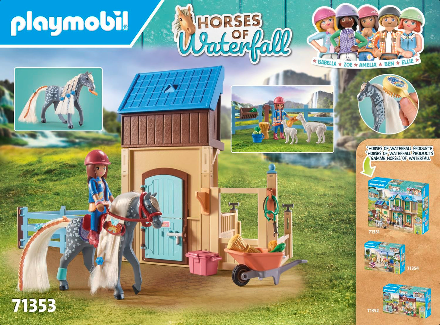 Playmobil Horses of Waterfall Horse Stall Set with Amelia & Whisper, Multicolor, Model 71353, Einheitsgröße, Plastic