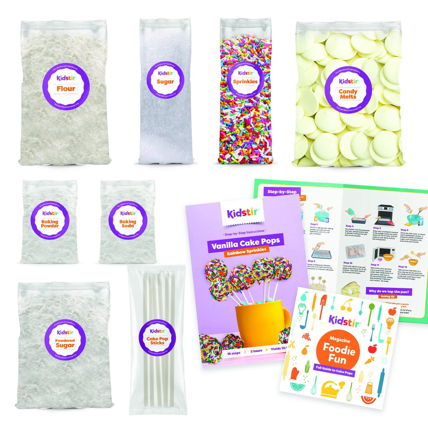 Kidstir Kids Baking Set Diy Baking Kits, Cake Pop Kit With Everything, All-In-One Baking Kit With Cake Pop Stand, Pre-Measured I