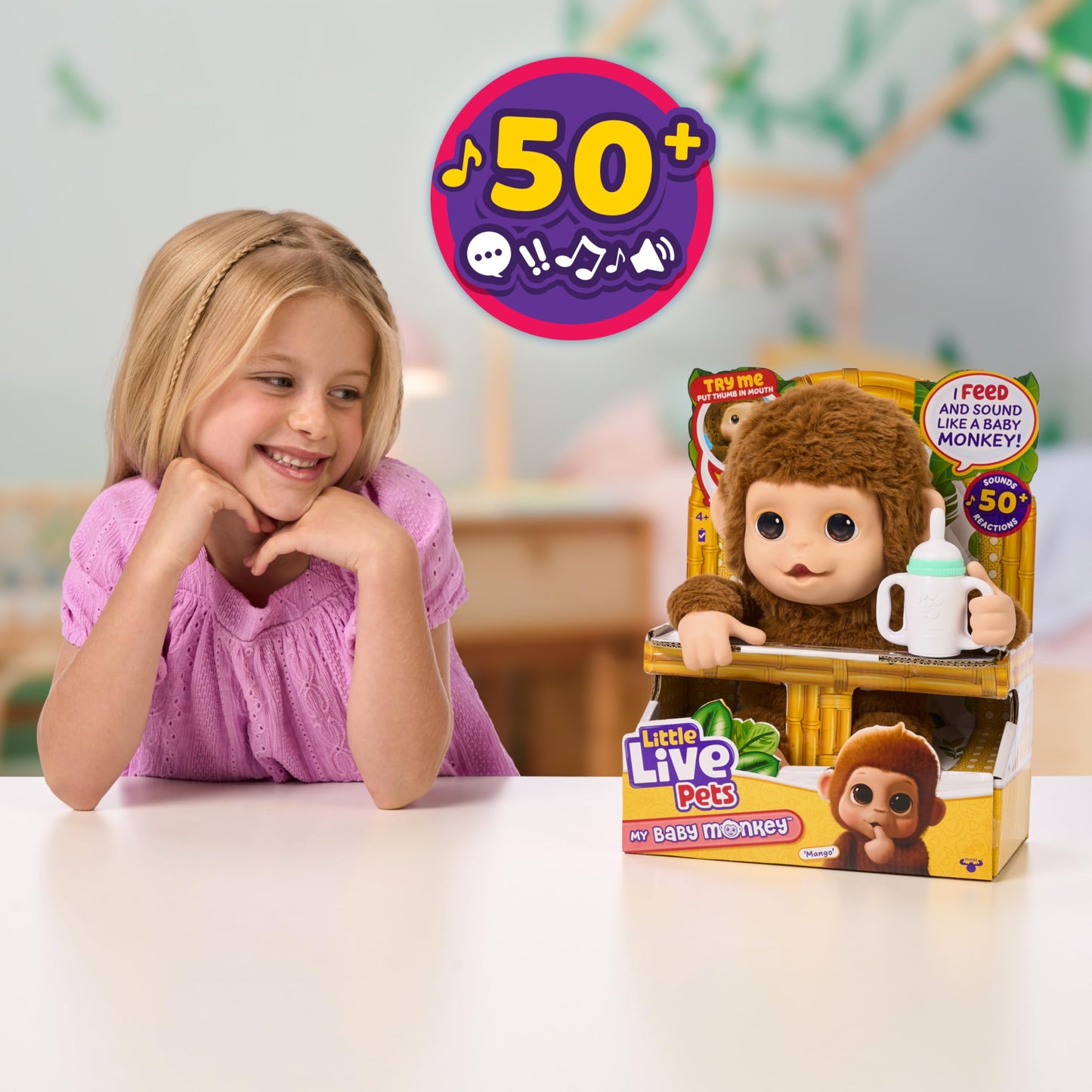 Little Live Pets My Baby Monkey - Adorable Pet Monkey With Over 50 Sounds & Reactions. Expressive Moving Mouth. Mango Sucks His
