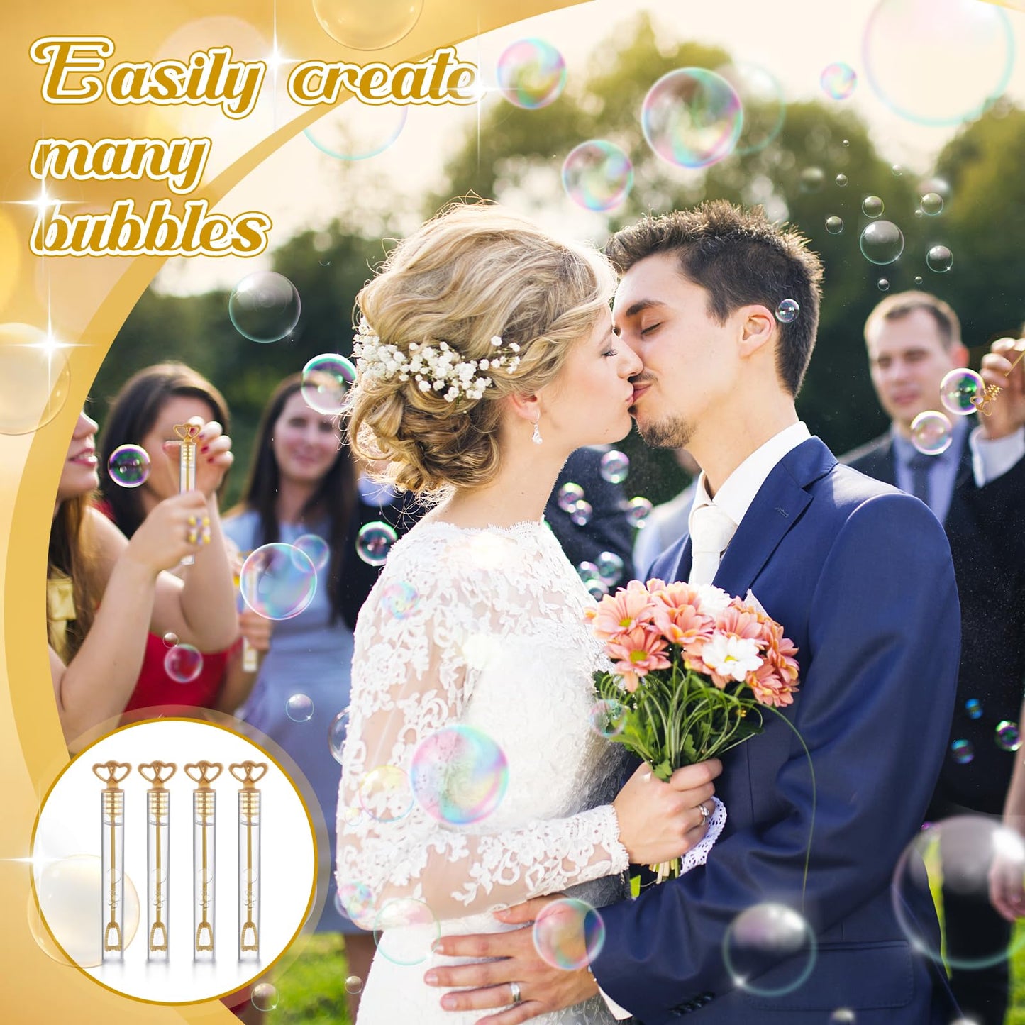 Pullcrease 150 Pcs Bubble Wands Bulk For Wedding Party Mini Heart Wand With Bubble Solution For Wedding Bridal Showers Valentine