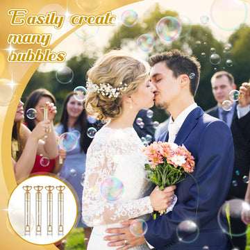 PullCrease Bubble Wands Bulk - 150 Mini Heart Wands with Bubble Solution for Weddings, Bridal Showers, Anniversaries, Gold