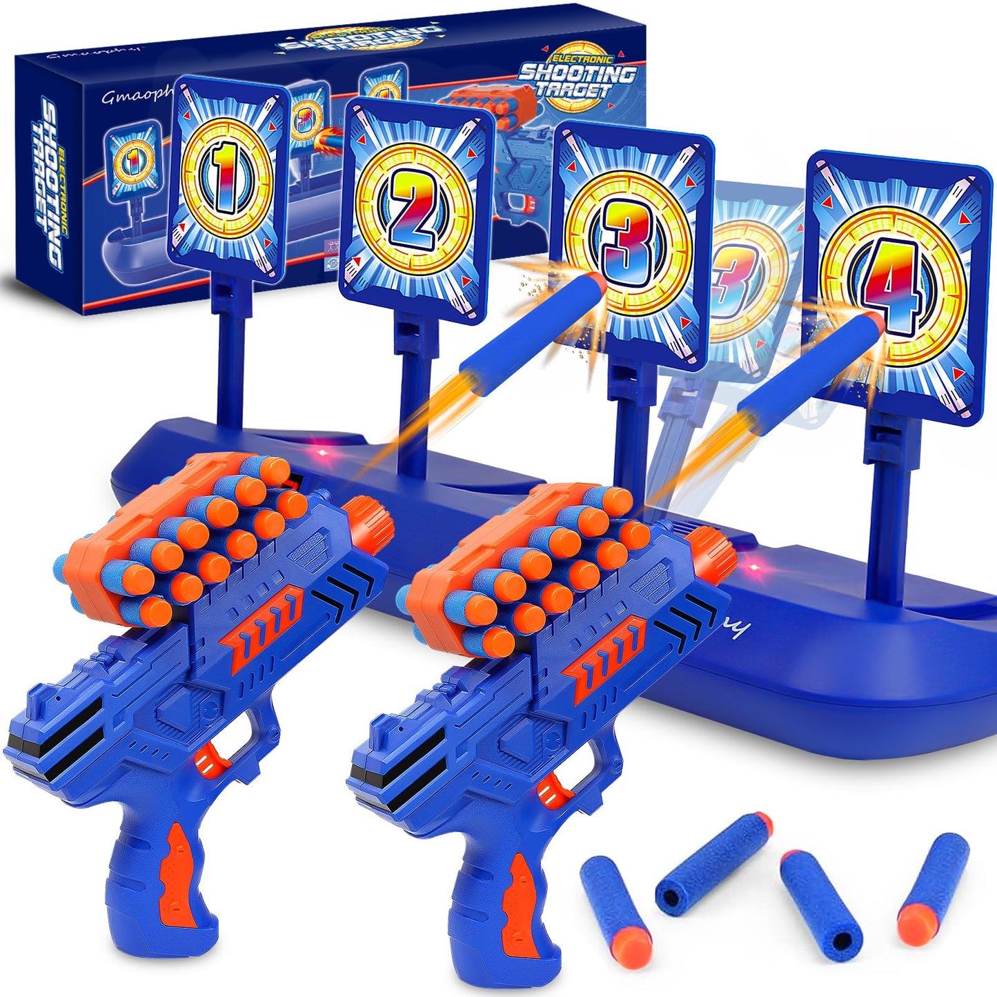 Gmaophy Digital Shooting Targets With 2 Foam Dart Toy Blaster, Kids Shooting Game Toys, Electronic Scoring Auto Reset 4 Targets, Birthday For Ages 5 6 7 8 9 10+ Years Old Kids Boys Girls