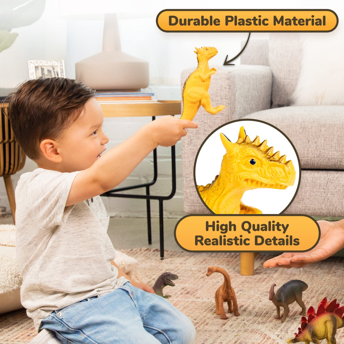 Prextex 10'' Dinosaurs - Assorted Plastic Dinosaur Toys For Kids 3-5+ Includes T-Rex And More