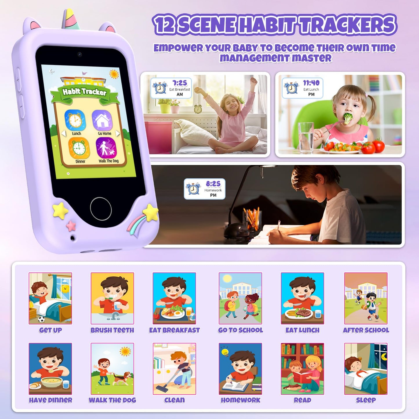 Kids Smart Phone For Girls, Christmas Birthday Gifts For Girls Age 3-10 Kids Toys Cell Phone, 2.8'' Touchscreen Toddler Learning