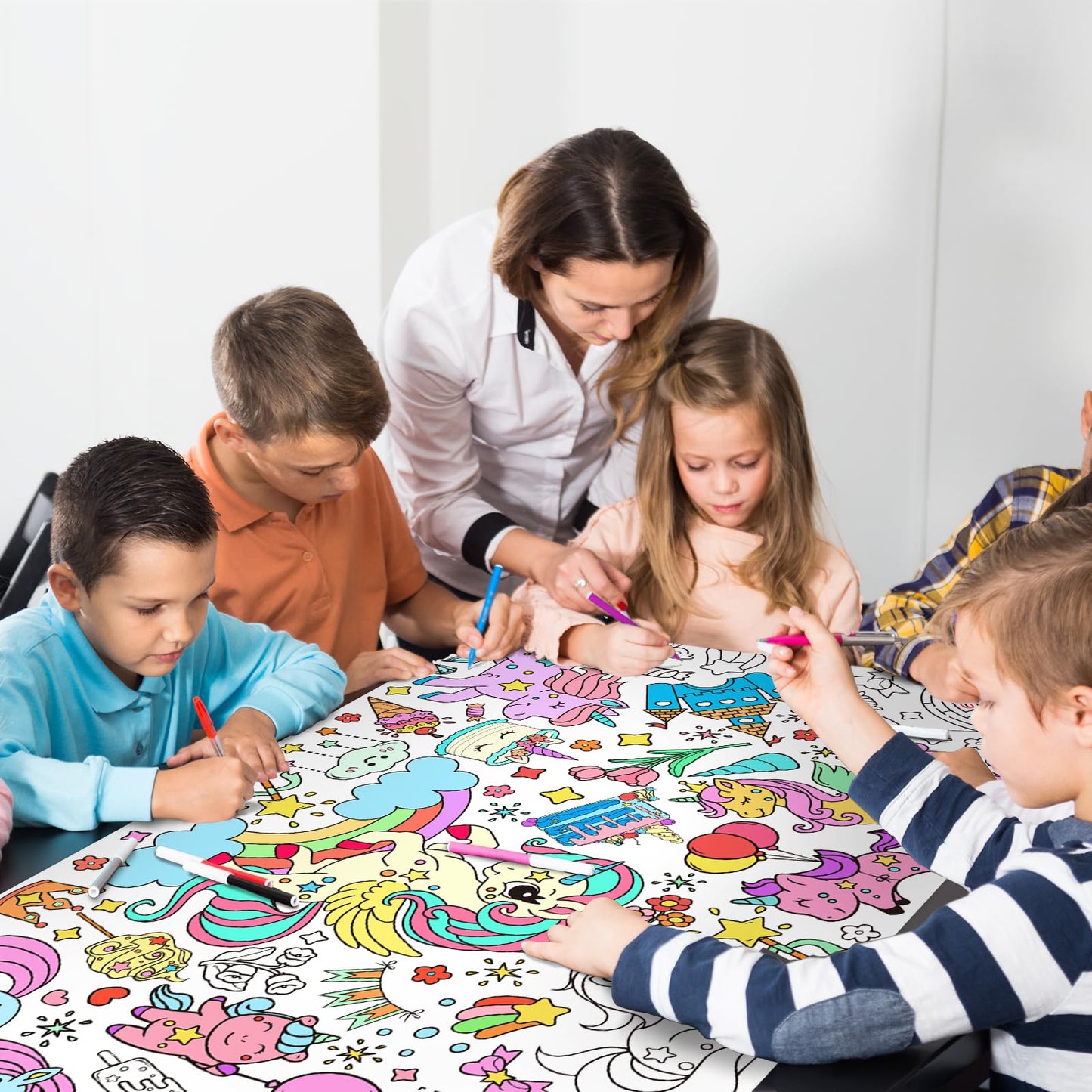 Gatherfun Birthday Party Giant Coloring Poster - 31.5X 72 Inches - Versatile Classroom Wall D Cor & Birthday Activity - Birthda