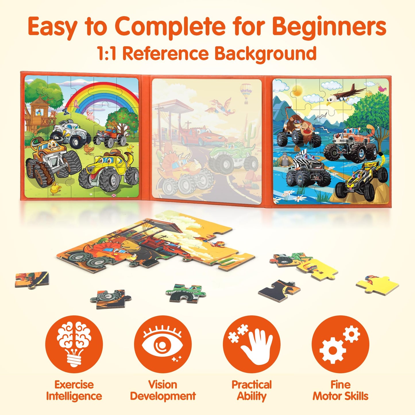 Synarry Magnetic Puzzles For Toddlers 3-5, 20 Pieces Travel Puzzles For Kids Ages 3-5, Car Airplane Road Trip Activities Magnet Games Toys For 3 4 5 6 Year Old Children Boys Girls Gifts