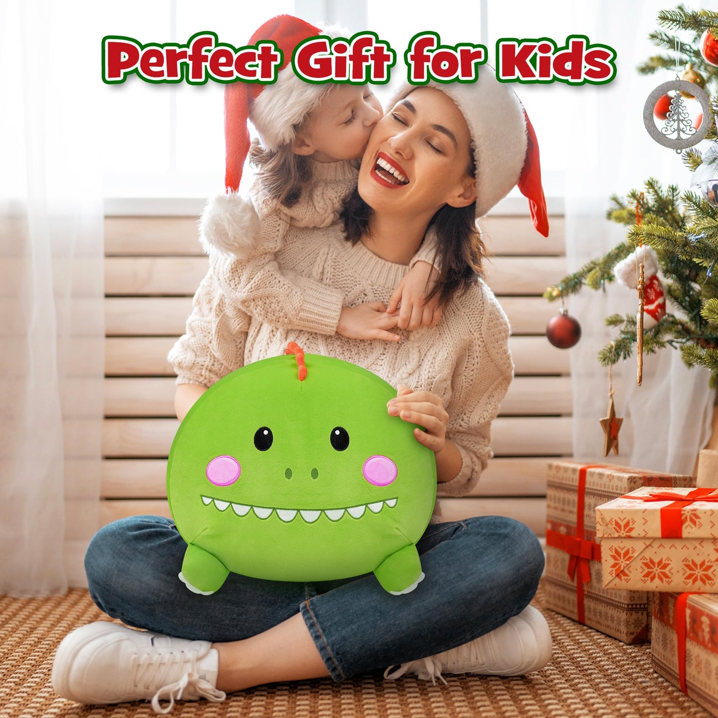 YIIQUWEN Dinosaur Plush, Stuffed Animal Set with 4 Baby Dinos, Soft Stuffed Toy Pillow, Cute Birthday Gift for Kids Boys Girls (