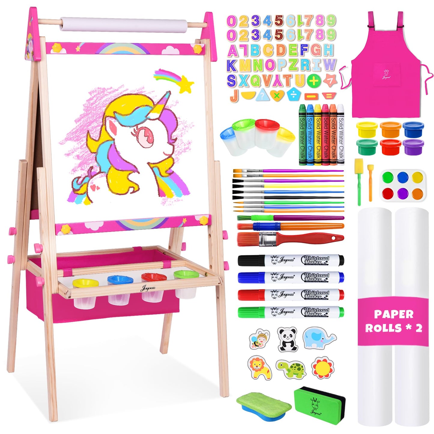 Joyooss Art Easel For Kids Easel For Toddlers, Adjustable Painting Station Wooden Easel Toddler Easels Kids Board Whiteboard & C