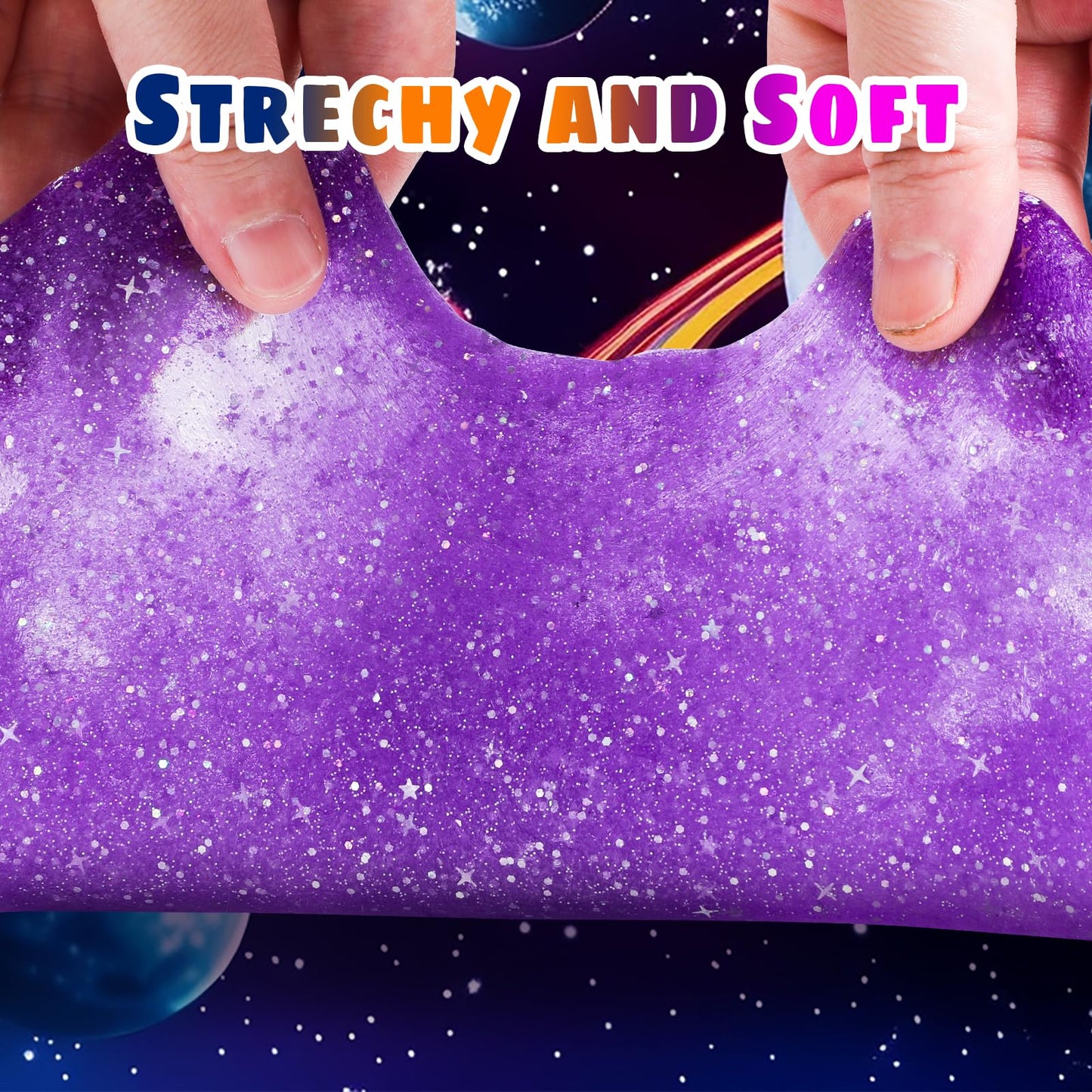 24 Pack Galaxy Star Slime,Party Favor For Kids Girls & Boys,Non Sticky, Stress & Anxiety Relief, Super Soft Sludge Toy
