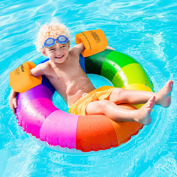 Arm Floaties For Kids 6-12Yrs, Pvc Arm Floaties Inflatable Swim Arm Bands Floater Sleeves Swimming Rings And Swimming Goggles Ki