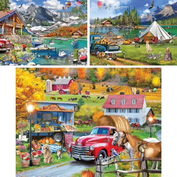 Bits And Pieces – Value Set Of Three Large 300 Piece Jigsaw Puzzles For Adults – Lake & New England Farm Jigsaw Puzzles By Ali Innis, Completed Puzzle Size: 18' X 24'