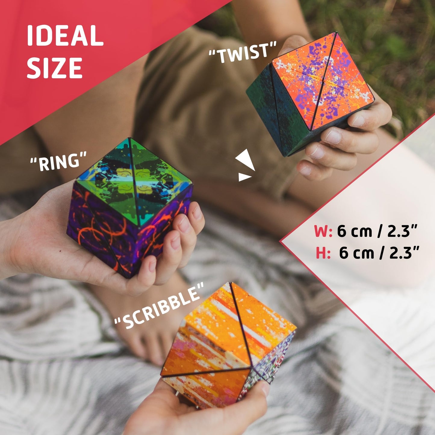Cubendi Geometric Origami Puzzle - Infinity Fidget Cube, Magnetic with 48 Rare Earth Magnets, Twist Color, Model CB01TW