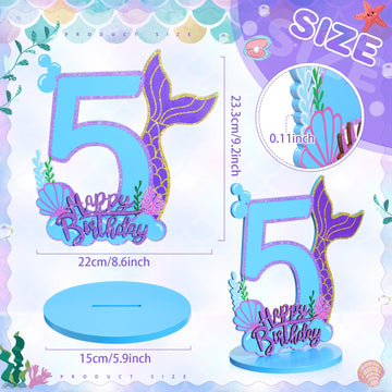 Mermaid Birthday Number Sign Centerpiece for Girls Wooden Mermaid Party Number Table Sign Decoration Supplies for Birthday Anniv