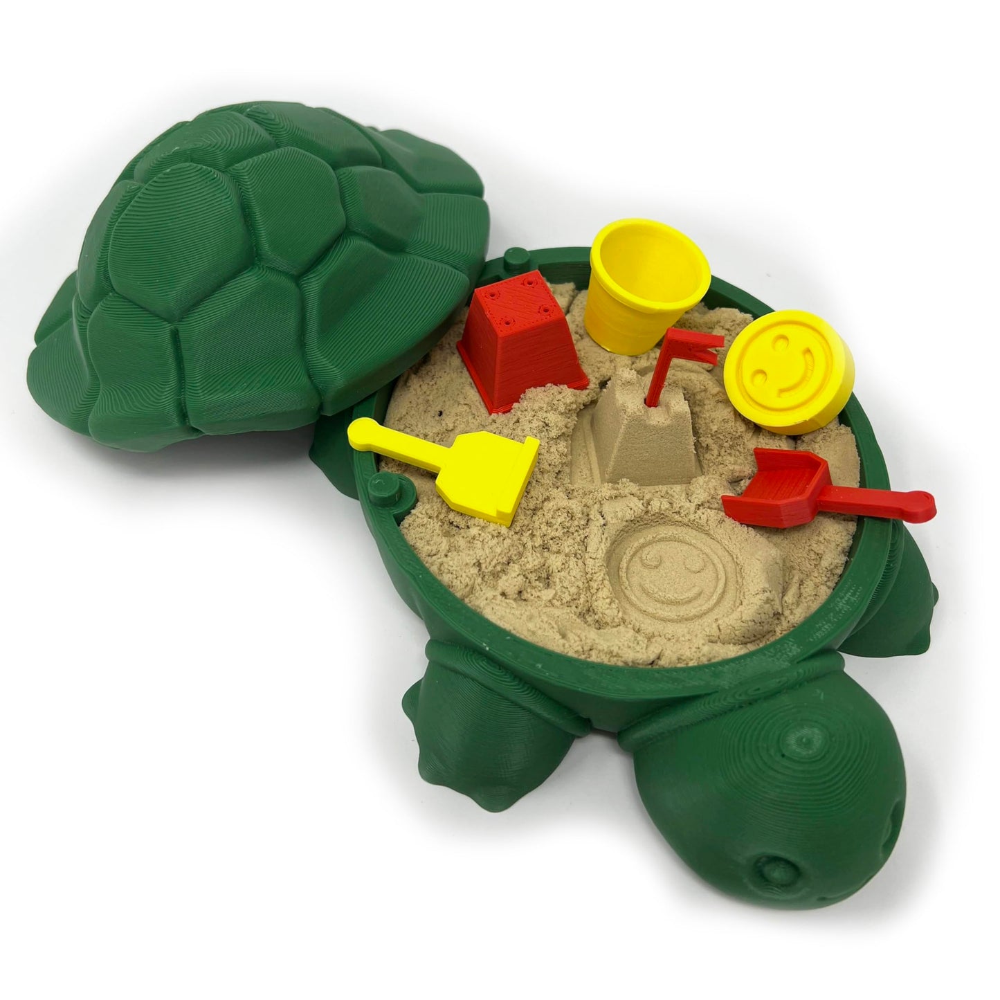 Munnygrubbbers - Mini Desktop Turtle Sand Box - 6 X 6 In - Stress Relief - Includes Soft Moldable Play Sand And Mini Tool Access